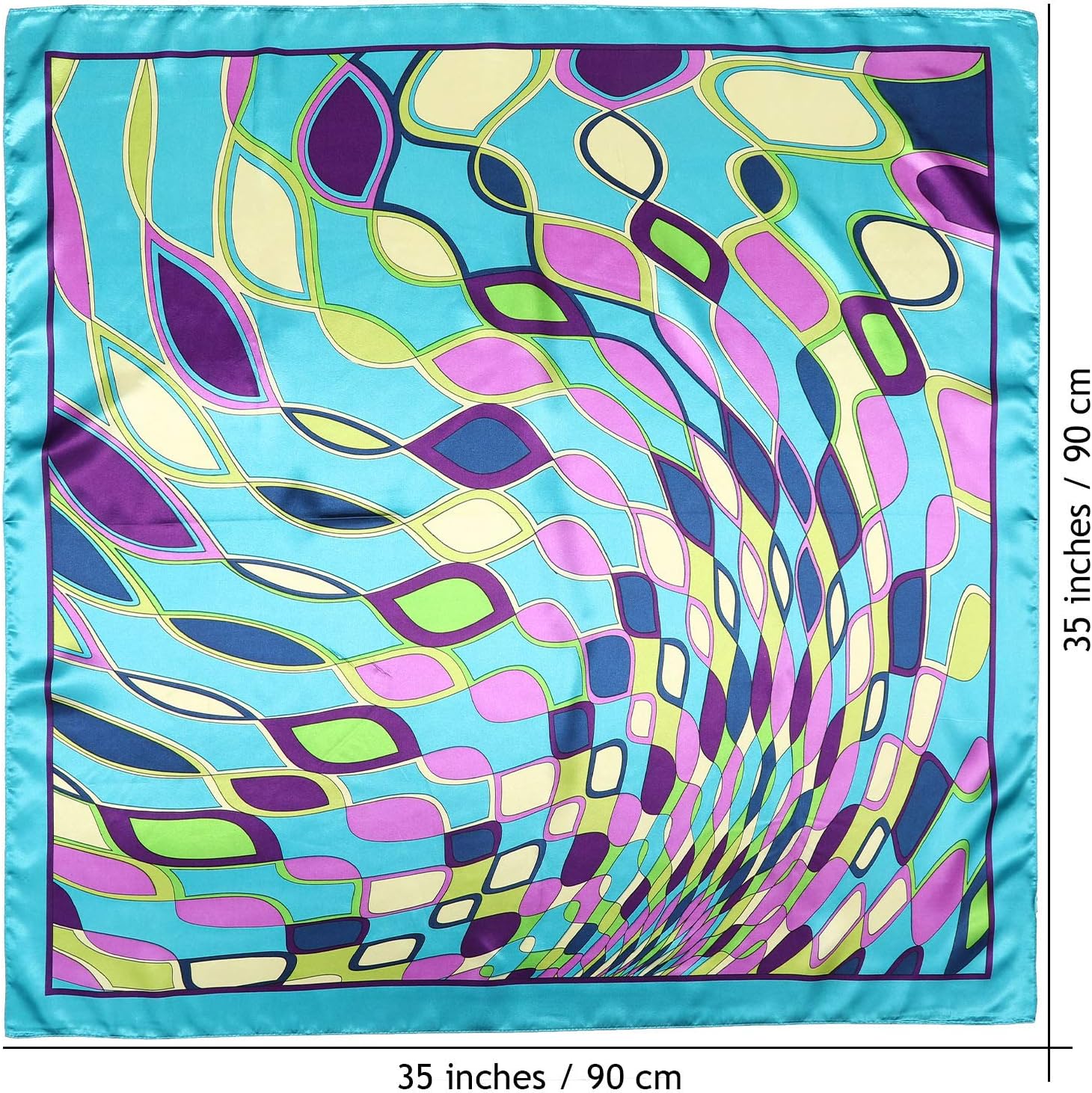 35” Large Satin Square Head Scarf - 2Pcs Silk Like Floral Head Scarves Square Satin Hair Scarf Bandanas for Women - Image 2