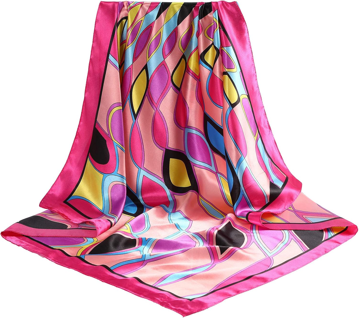 35” Large Satin Square Head Scarf - 2Pcs Silk Like Floral Head Scarves Square Satin Hair Scarf Bandanas for Women - Image 4
