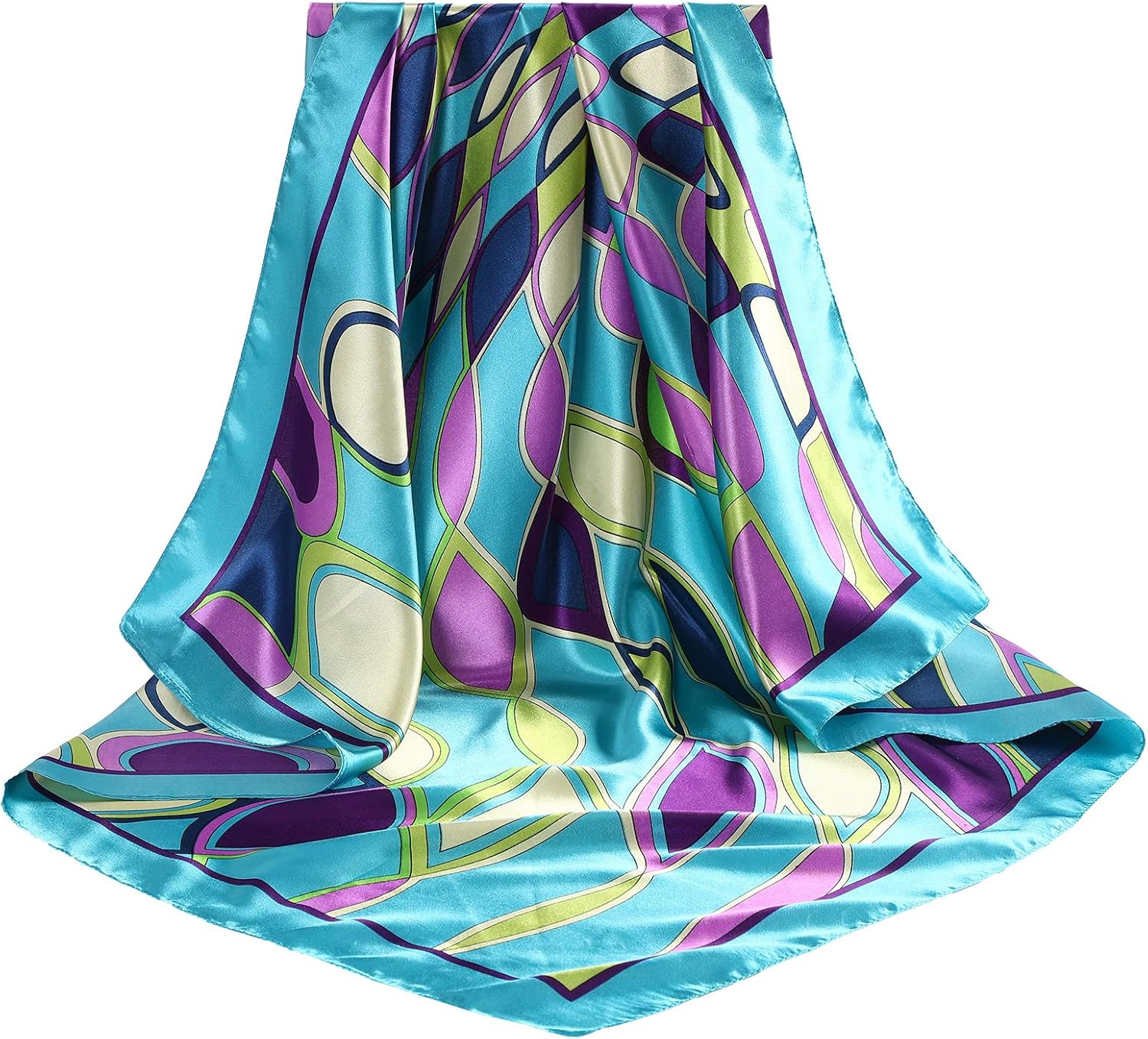 35” Large Satin Square Head Scarf - 2Pcs Silk Like Floral Head Scarves Square Satin Hair Scarf Bandanas for Women - Image 5