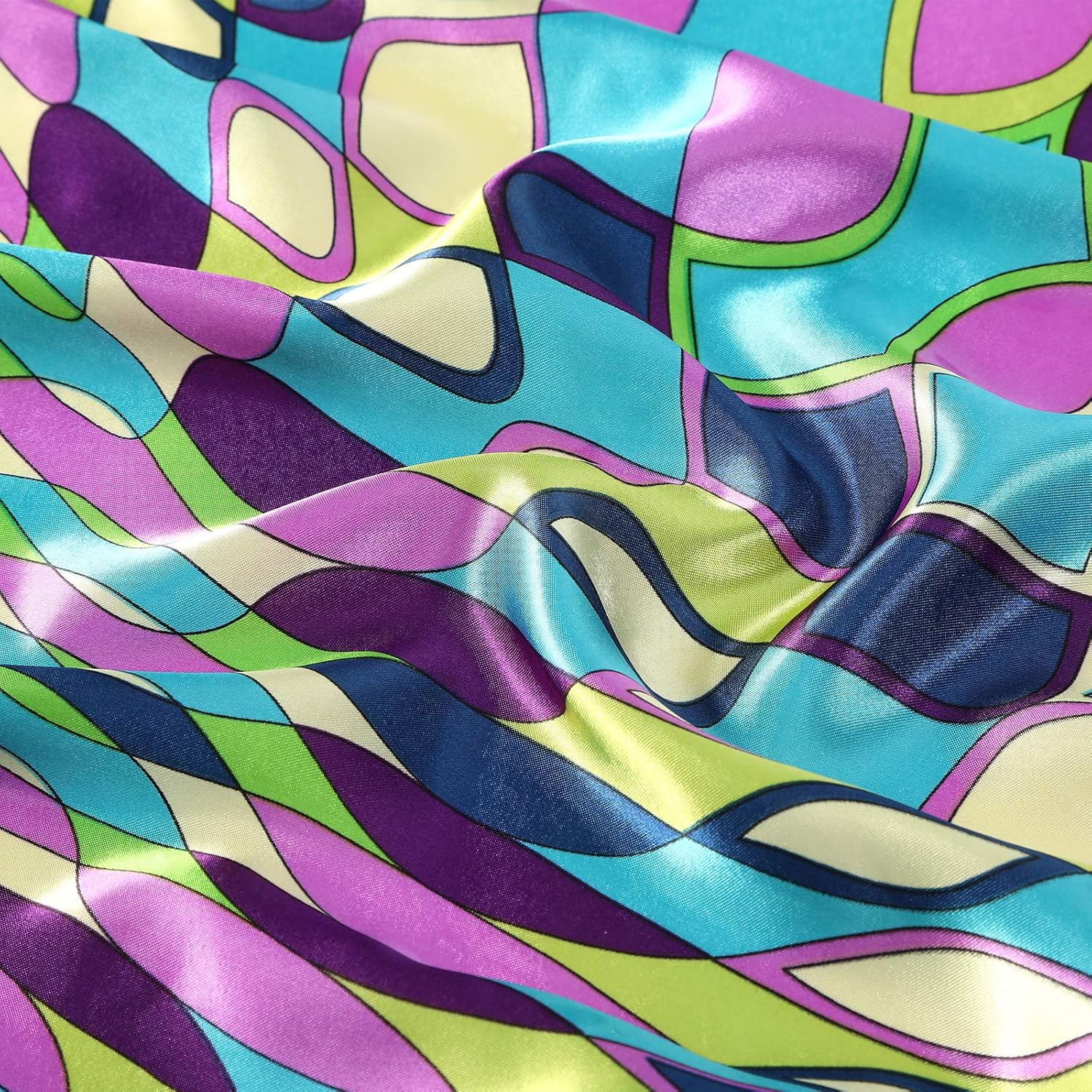 35” Large Satin Square Head Scarf - 2Pcs Silk Like Floral Head Scarves Square Satin Hair Scarf Bandanas for Women - Image 6